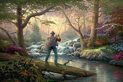 NA Forest Hut Fishing - Jigsaw Puzzles for Adults 1000-Piece DIY Puzzle Kids Wooden Toys