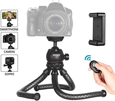 Neewer 12-inch Flexible Tripod Phone Tripod Mini Tripod Stand with 360 Degree Rotatable Ball-Head and Phone Clip, Compatible with iPhone/Android Samsung Huawei/DSLR Camera/GoPro Action Cam (Upgraded)