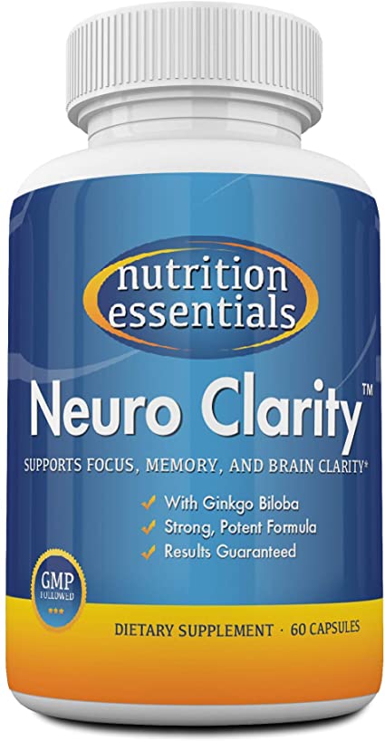 Neuro Clarity #1 All-Natural Brain function booster - Super Ginkgo Biloba complex with St John's Wort & Bacopin - Supports Mental clarity, Focus, Memory & more (1 Mo. Supply/1 Bottle)