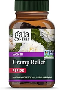 Gaia Herbs Cramp Relief - Herbal Supplement for Hormone Balance & Period Cramp Relief - Made with Organic Licorice Root, White Peony Root, Turmeric & More - 60 Vegan Capsules (60 Servings)