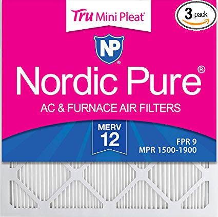 Nordic Pure 18x18x1 MPR 1900 Healthy Living Maximum Allergen Reduction Replacement AC Furnace Air Filters 3 Pack