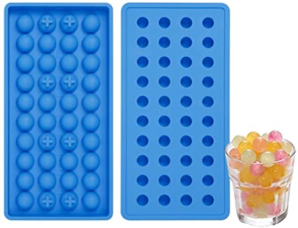 Mini Ice Cube Trays 2 Pack, Silicone Small Ice Cube Tray, Easy Pop Out Ice Molds, Small Silicone Molds for Candy Chocolate Even Resin Casting Molds, BPA Free Non Sticky (Round Shape)