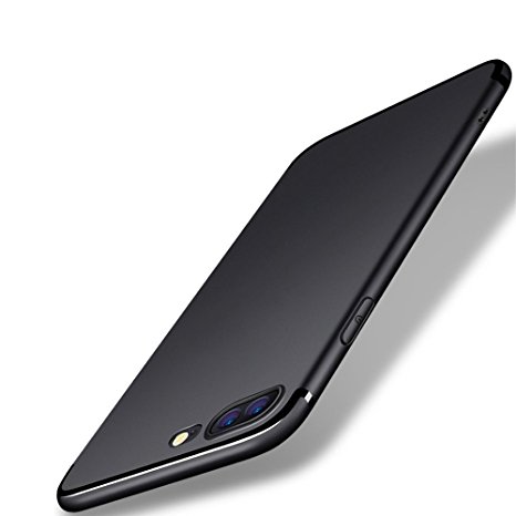 iPhone 7 Plus /8 Plus Case,DK Ultra Thin [Light Weight] Soft Flexible Protective Case with [Tempered Glass Screen Protector] for iPhone7 Plus 5.5 inch (BLACK)