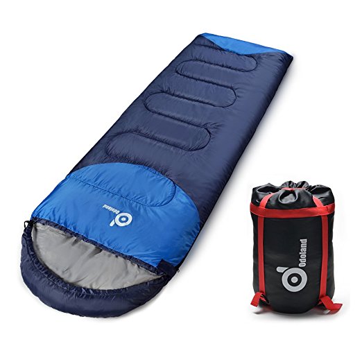 ODOLAND Cool Weather Waterproof Windproof Envelope Sleeping Bag with Compression Bag - Comfort Lightweight Portable Camping Gear for Outdoor Hiking, Traveling and Survival