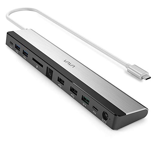 VAVA USB C Docking Station with 36W Adapter, 100W PD, Ethernet Port, SD Card Slot, 2 x USB 3.1, 2 x USB 2.0, 1 x QC 3.0 Ports, 1xPD 3.0 Port, 1x DC in Port for MacBook Pro and Type C Windows Laptop