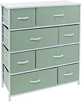 Sorbus Dresser with 8 Drawers - Bedside Furniture & Night Stand End Table Dresser for Home, Bedroom Accessories, Office, College Dorm, Steel Frame, Wood Top (Teal)