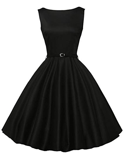 GRACE KARIN Boatneck Sleeveless Vintage Tea Dress Belt