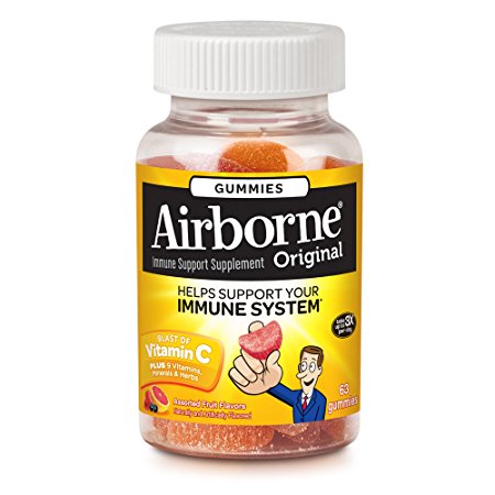 Airborne Vitamin C Gummies, Assorted Fruit, 63 Count