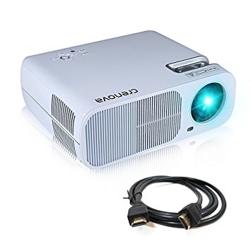 Projector, Crenova XPE600 BL20 2600 Lumens Video Projector Home Cinema Theater Projector, Support 1080P HD with 5.0 Inch LCD TFT Display for PC Laptop iPad Smartphone USB SD Keystone Free HDMI   1 Year Warranty - White