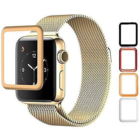 Josi Minea Apple Watch [ 38mm ] 3D Tempered Glass Screen Protector with Edge to Edge Coverage Anti-Scratch Ballistic LCD HD Cover Guard Premium Shield for Apple Watch - 38mm [ Gold ]