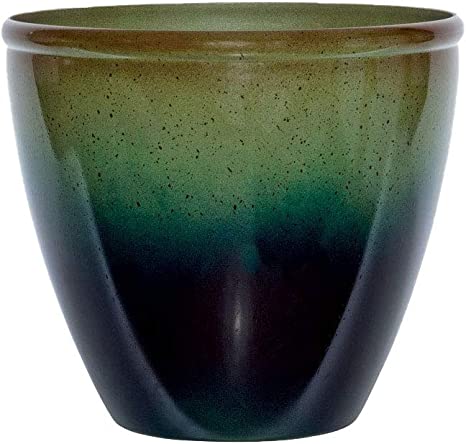 Suncast 16" Seneca Outdoor Decorative Resin, Green/Blue, 1606GP36 Planter