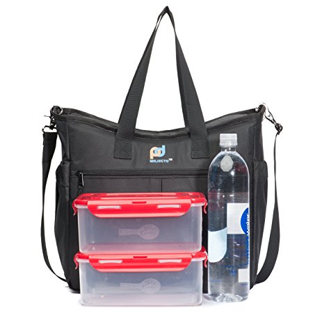 Extra Large Lunch Bag. Premium Fabric, Thick Foam Insulation, Strong Peva Liner, Many Pockets, Durable Zipper, Strong Stitching, Long Shoulder Straps, Metal Clips. Black