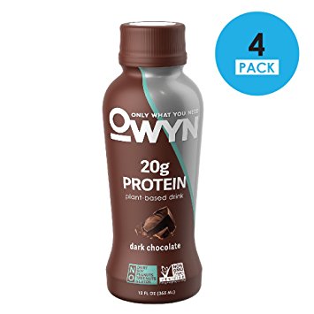 OWYN 100-Percent Vegan Plant-Based Protein Shake, Dark Chocolate, Ready To Drink, Dairy-Free, Gluten-Free, Soy-Free, Allergy Friendly, Vegetarian, 12 fl. oz. Bottle, 4 Pack