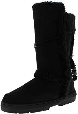 Holly Womens Faux Fur Lined Tall Beaded Waterproof Winter Rain Snow Boots