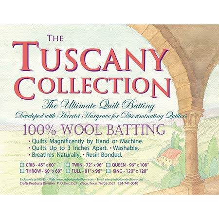 Hobbs TW120 Batting Tuscany Washable Wool, 120" x 120"/King