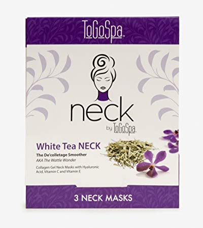 White Tea NECK by ToGoSpa – Collagen Neck Mask Sheets – Decolletage Skin Care – 3 per package