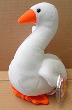 TY Beanie Babies Gracie Goose Stuffed Animal Plush Toy - 7 inches tall - White with Orange Beak and Feet