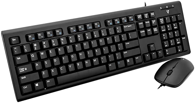 V7 CKU200US Wired Keyboard & Mouse Set PS/2, USB, Black