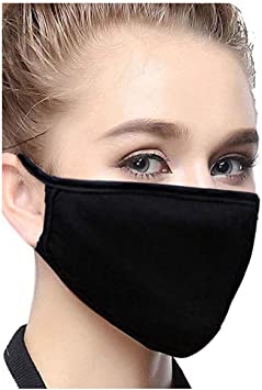 Soft Foot Black Adult Cotton Face Mask - Two Layer Soft T-Shirt Material - Washable - Made from US Materials（1 Pack）