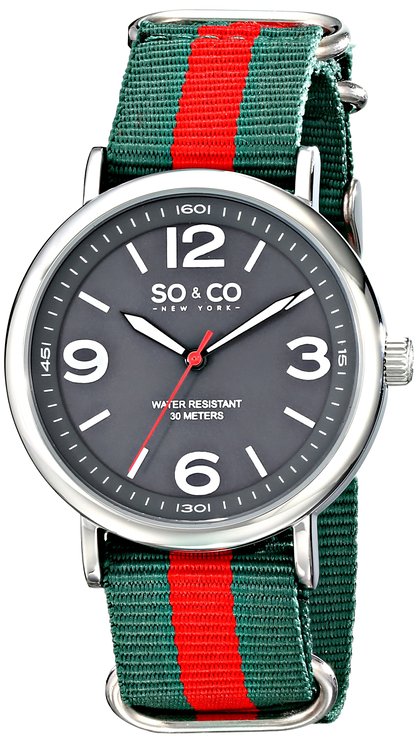 Men's 5002.4 SoHo Quartz Grey Luminous Dial Green and Red Canvas Strap Watch