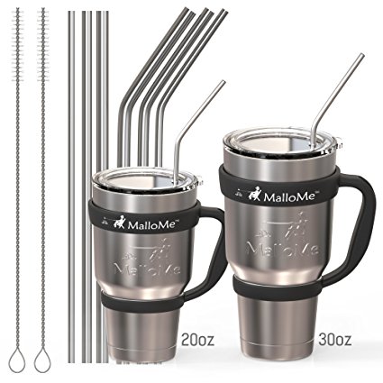 [6 WIDTHS] Stainless Steel Drinking Straws For 30 oz and 20 oz Tumbler - Fits Yeti, RTIC, Ozark Trail Tumblers, Set of 6 (6mm, 8mm, 10mm wide) with 2 Free Cleaning Brushes