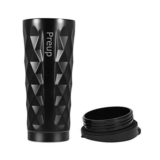 Vacuum Insulated Stainless Steel Travel Mug, 400ML Car Office Coffee Heat Preservation Insulation Cup Double Layer Black Matte Coating Surface