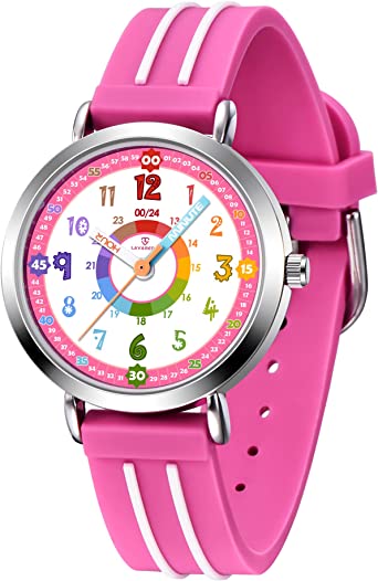 Kids Watches Girls Time Learning Waterproof Silicone Children Toddler Wrist Watches Analogue Time Teacher Gift for Boys Girls