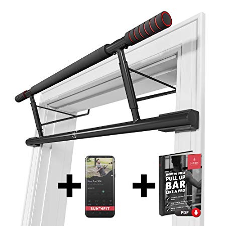 Pull-Up Bar for Door Frames without Screws / Drilling   Workout Guide – Professional Chin-Up Bar with Padded Handles | Extra Wide Workout Bar for Hanging in Doorway at Home | Mounting on Doors Indoor