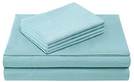 Mayfair Linen 100% Egyptian Cotton Sheets, Sea Foam Queen Sheets Set, 800 Thread Count Long Staple Cotton, Sateen Weave for Soft and Silky Feel, Fits Mattress Upto 18'' DEEP Pocket