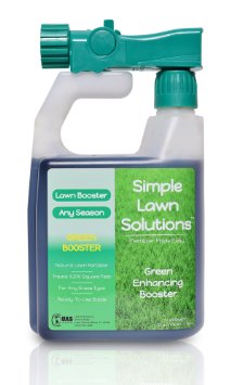Intense Green Grass Enhancing Booster- Natural Spray Concentrated Liquid Fertilizer Micronutrient- Any Grass Type All Season- Simple Lawn Solutions 32-Ounce