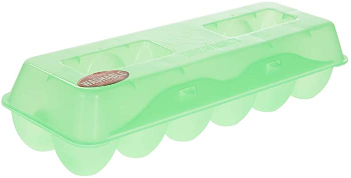 Tuff Stuff TS-ETS12 Reusable Carrier Washable Storage Container Empty Plastic Chicken Egg Carton Tray with Lid, 12 Eggs, Green
