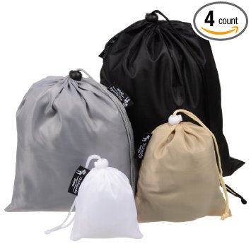 The Friendly Swede Organizing Storage and Packing Drawstring Travel Ditty Bags (4 Pack - Multi-size Bags)
