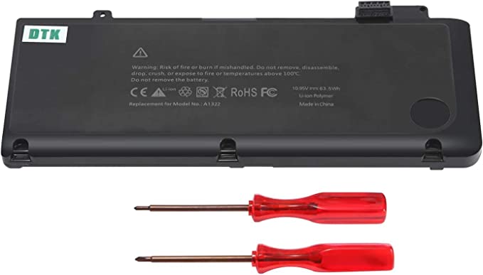 Dtk Laptop Battery for A1322 A1278 (Mid 2009, Early 2010, Early/Late 2011, Mid 2012) Unibody 13', fits MB990/A MB990LL/A MB990J/A 10.95V 63.5W