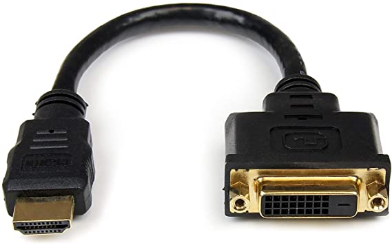 StarTech.com HDMI Male to DVI Female Adapter - 8-Inch - 1080p DVI-D Gender Changer Cable (HDDVIMF8IN), Black