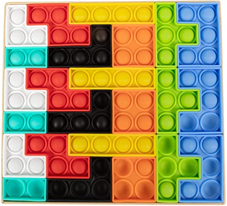 GooKit Push Bubble Sensory Fidget Toys,Tetris Jigsaw Puzzle Toys Pop Push it, Needs Stress Relief Squeeze Toys for Kids Adult (multicolored-24pcs)