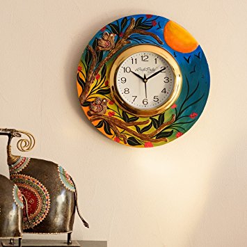 eCraftIndia Sunrise View Decorative Wooden Wall Clock (30 cm x 2.5 cm x 30 cm)