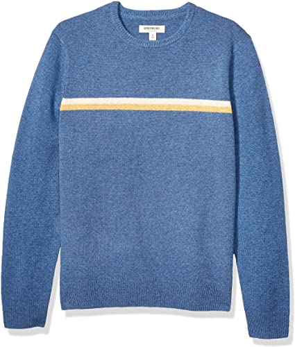 Amazon Brand - Goodthreads Men's Lambswool Stripe Crewneck Sweater