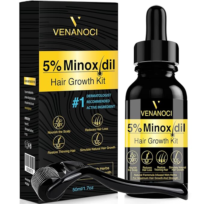 Venanoci Beard Growth Oil 5% Minoxidil For Men, Beard Growth Serum With Biotin & Caffeine For Hair Growth, Beard Growth Kit With Roller Minoxidil 5%, Grow A Stronger Thicker Fuller Beard Faster 50ml