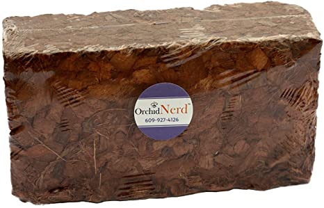 Orchid Nerd Premium Coconut Coir Fiber Husk Chips in a Brick, OMRI Listed for Organic in 500 Grams Block