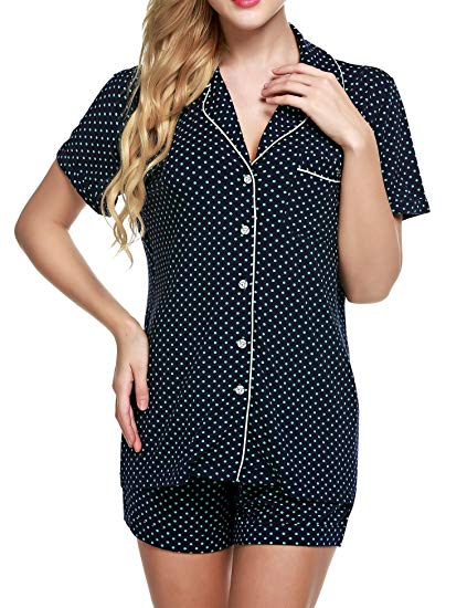 Ekouaer Pajamas Women's Short Sleeve Sleepwear Soft Pj Set XS-XXL