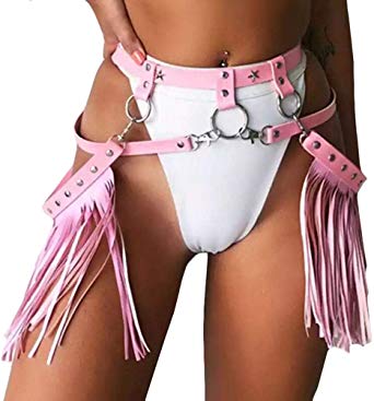 Women Rave Costume Tassel Body Harness Waist Belt Bondage Fringe Skirt for Concert Music Festival Dance Party