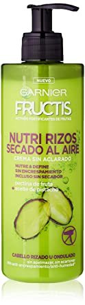 Garnier Fructis Nutri Rizos Secado al Aire Crema Sin Aclarado para Pelo Rizado u Ondulado – 400 ml