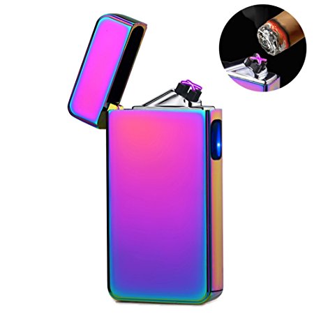 lcfun Dual Arc Plasma Lighter USB Rechargeable Windproof Flameless Butane Free Electric Lighter for Cigar,Cigarette,Candle (Magic)
