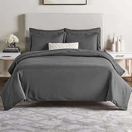 Nestl Duvet Cover 5 Piece Set – Bedding Duvet Covers Full– Gray Duvet Cover Set - Ultra Soft Microfiber Bed Cover - Comforter Cover 2 Pillow Shams and 2 Pillowcases (80x90 inches)