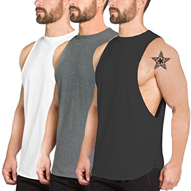 TEBOOL Men's Fitted Muscle Cut Workout Tank Tops Gym Bodybuilding T-shirts