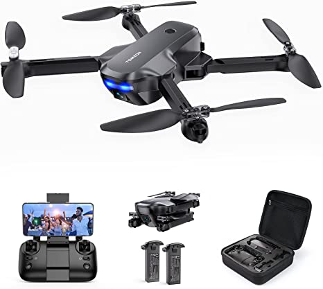 Drone with 2.7K Camera for Beginners and Adults, Tomzon T4W Foldable Drone RC Quadcopter with 3D Flips, Circle Fly, Self-Spin, Trajectory Custom, Gravity Mode, 2 Batteries 36 Mins Carry Bag