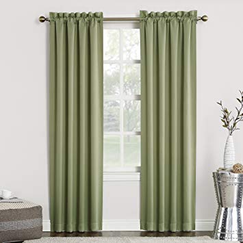 Sun Zero Easton Blackout Energy Efficient Rod Pocket Curtain Panel, 40" x 95", Sage Green