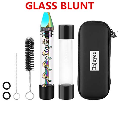 Grinder Blunt Kit for Herbs and Spices with 2 x Glass bottle 4 x O-Rings 2 x Rubber Caps 2 x Cleaning Brush 1 x Leather Fine Zipper Case(Rainbow)