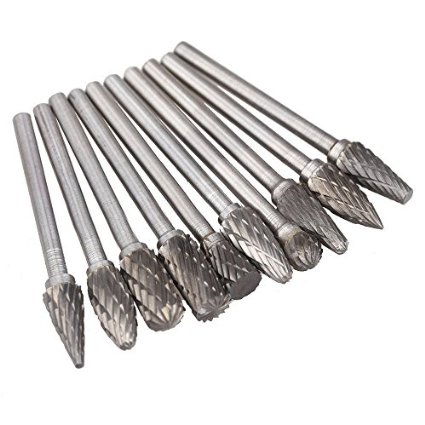 Vktech 10X Solid Carbide Carbide Burrs for Rotary Drill Die Grinder Carving Bit