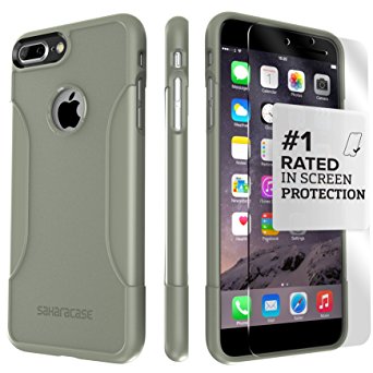 iPhone 7 Plus Case, (Army Green) SaharaCase Protective Kit Bundle with [ZeroDamage Tempered Glass Screen Protector] Rugged Protection Anti-Slip Grip [Shockproof Bumper] Slim Fit